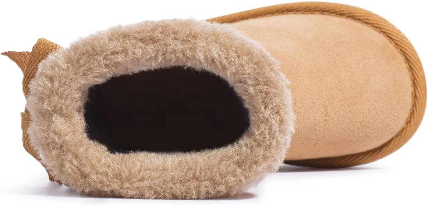 KRABOR Toddlers/Little Girls Boots,Glitter Warm Winter Snow Shoes with Cotton Lining and Cute Bow