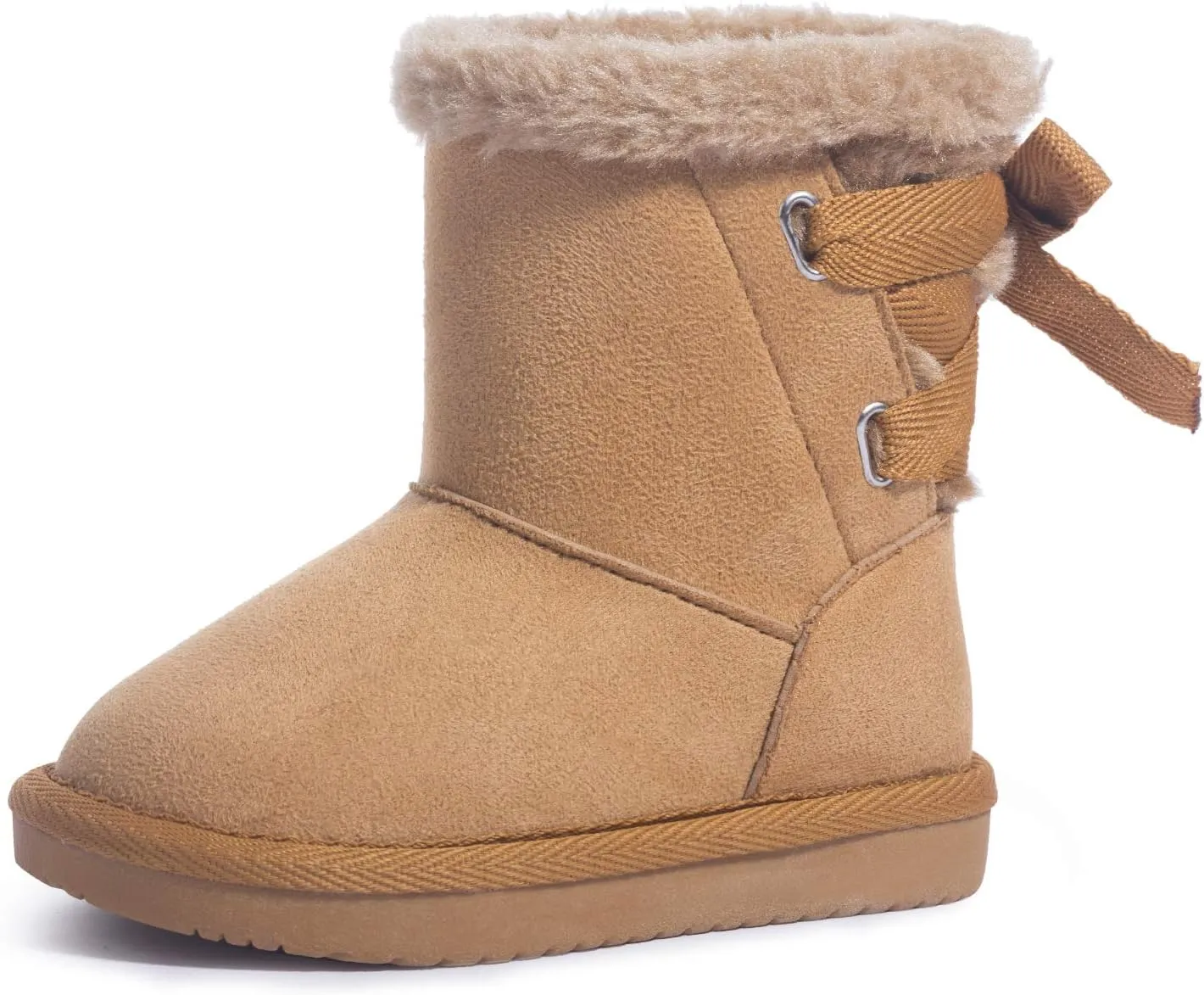 KRABOR Toddlers/Little Girls Boots,Glitter Warm Winter Snow Shoes with Cotton Lining and Cute Bow