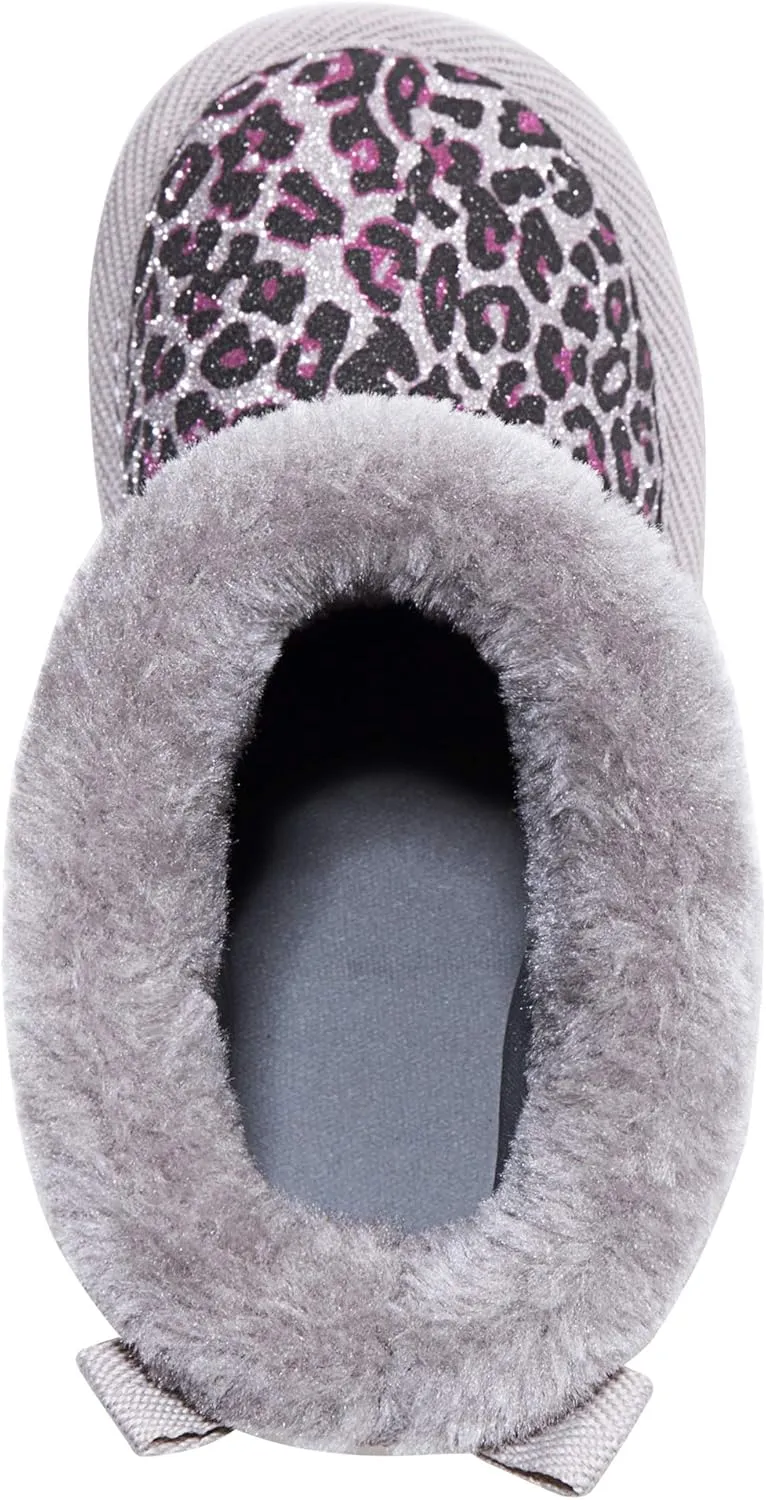 KRABOR Toddlers/Little Girls Boots,Glitter Warm Winter Snow Shoes with Cotton Lining and Cute Bow