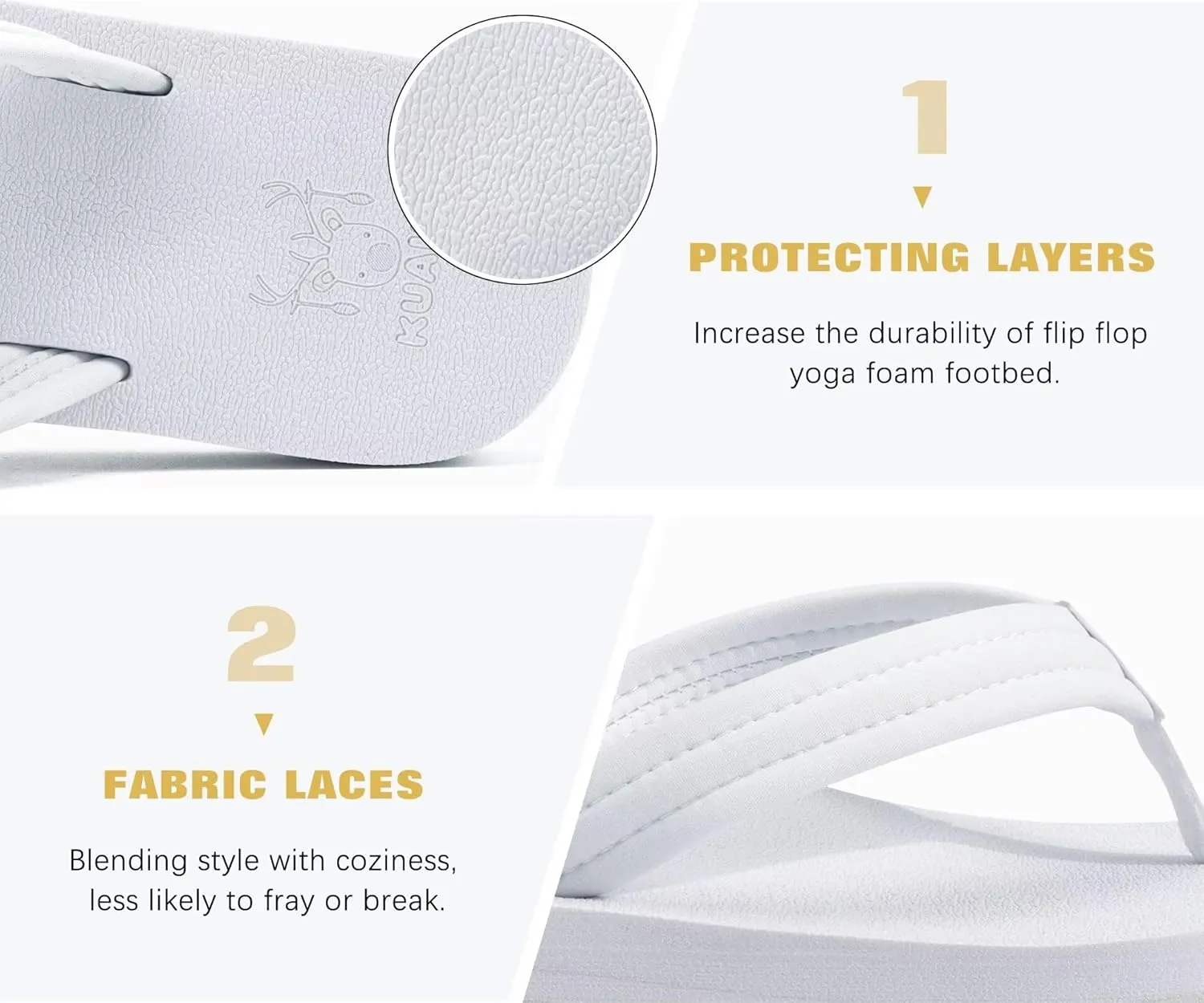 KuaiLu Womens Arch Support Flip Flops Ladies Comfort Lightweight Soft Yoga Mat Cushion Walking Thong Sandals