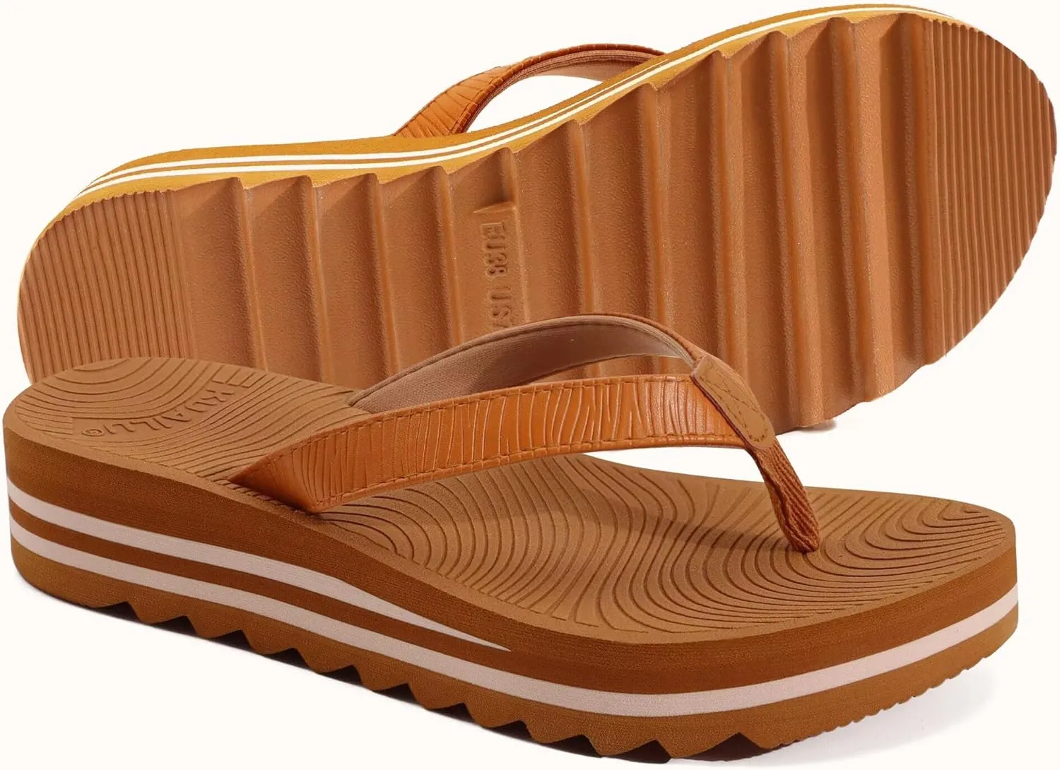 KuaiLu Women’s Flip Flops Ladies Yoga Mat Platform Thong Sandals Dressy Womans Lightweight Summer Slip On Beach Flip Flop Sandles, Soft Cushion Footbed, Arch Support