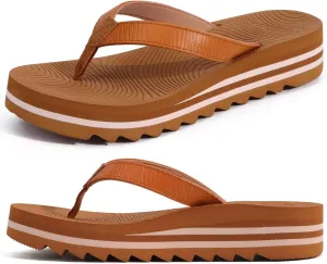 KuaiLu Women’s Flip Flops Ladies Yoga Mat Platform Thong Sandals Dressy Womans Lightweight Summer Slip On Beach Flip Flop Sandles, Soft Cushion Footbed, Arch Support
