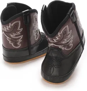 Kuner Baby Cowboy Boots Western Boots Toddler Cowboy Bootie Soft Sole Non-Slip Crib Shoes for Infant Boys Girls0-18 Months