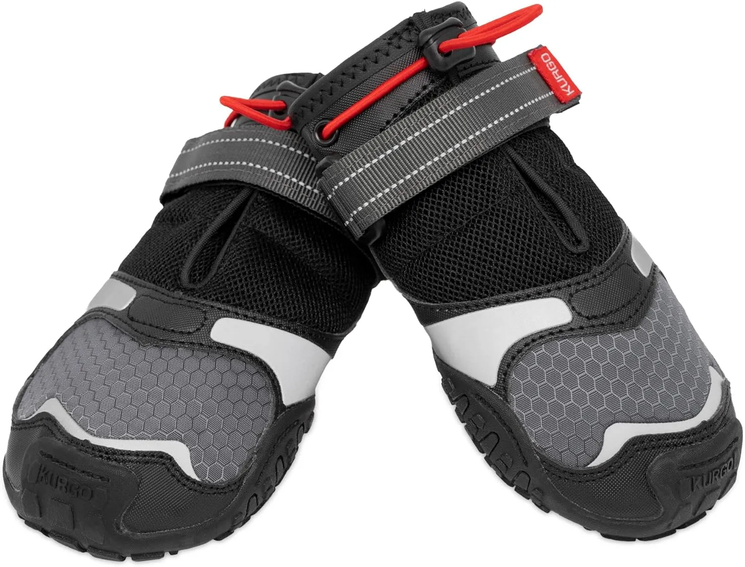 Kurgo Blaze Cross Dog Shoes - Winter Boots for Dogs, All Season Paw Protectors - for Hot Pavement and Snow - Water Resistant, Reflective, No Slip - Includes 2 Shoes - Chili Red/Black - XL