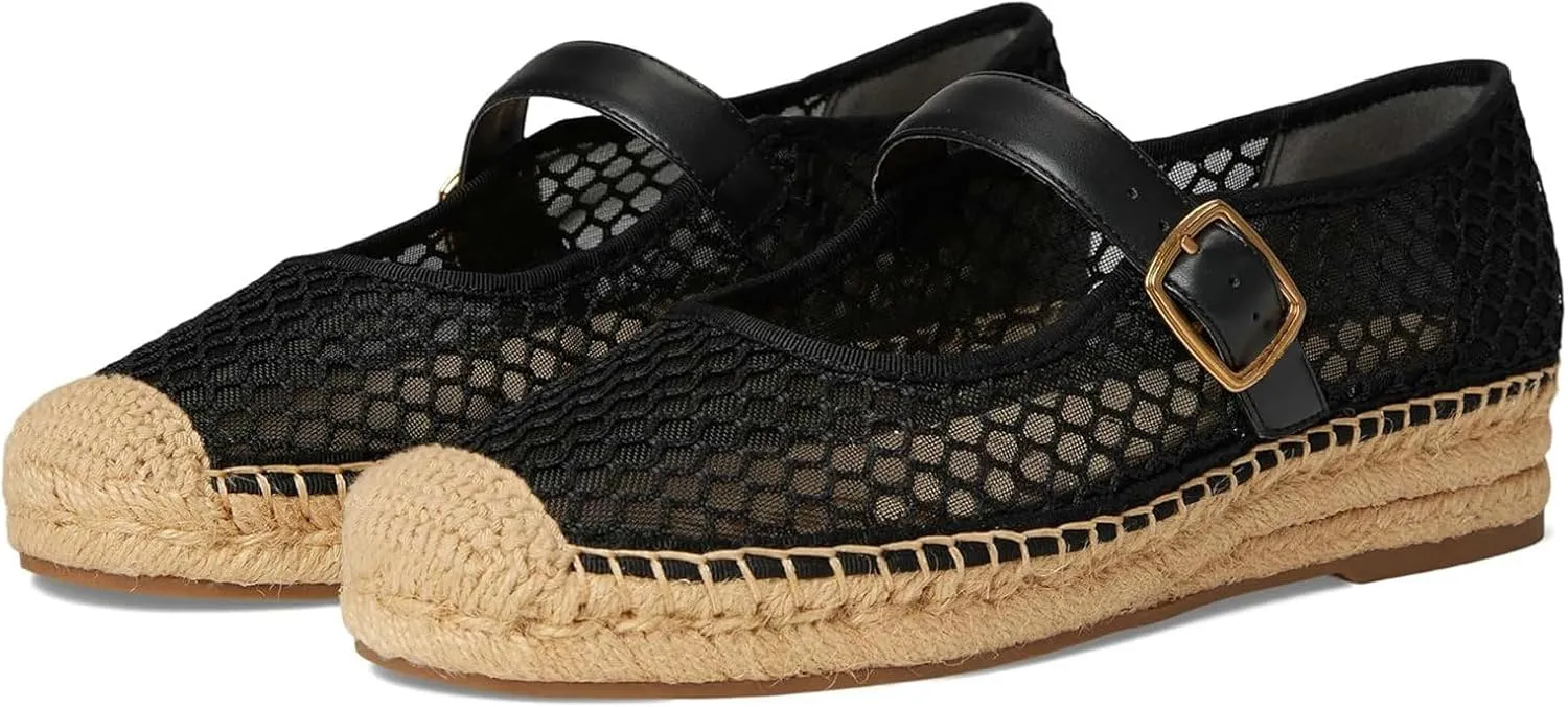 KysBloes Woven Platform Mary Janes Espadrille Flats for Women Wegde Mesh Ballet Flats Fishnet Buckle Strap Pumps Raffia Ballerina Shoes