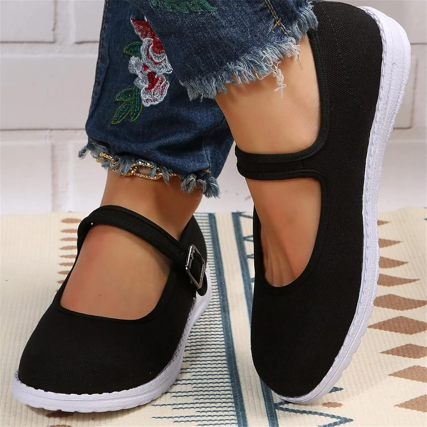 Ladies Summer Fashion Flat Bottom Solid Colour Leisure Out Travel Non Slip Soft Comfortable Basketball Casual Shoes (Black, 6.5)