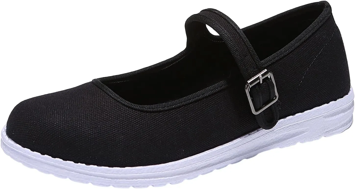 Ladies Summer Fashion Flat Bottom Solid Colour Leisure Out Travel Non Slip Soft Comfortable Basketball Casual Shoes (Black, 6.5)