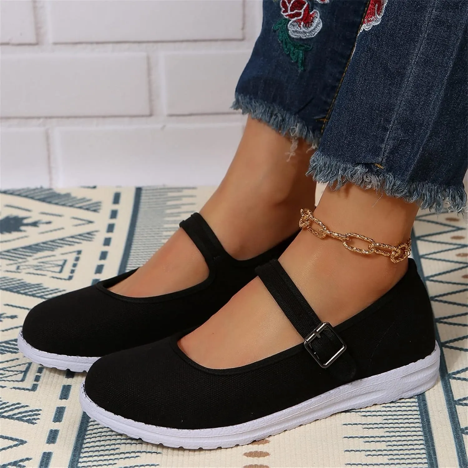 Ladies Summer Fashion Flat Bottom Solid Colour Leisure Out Travel Non Slip Soft Comfortable Basketball Casual Shoes (Black, 6.5)