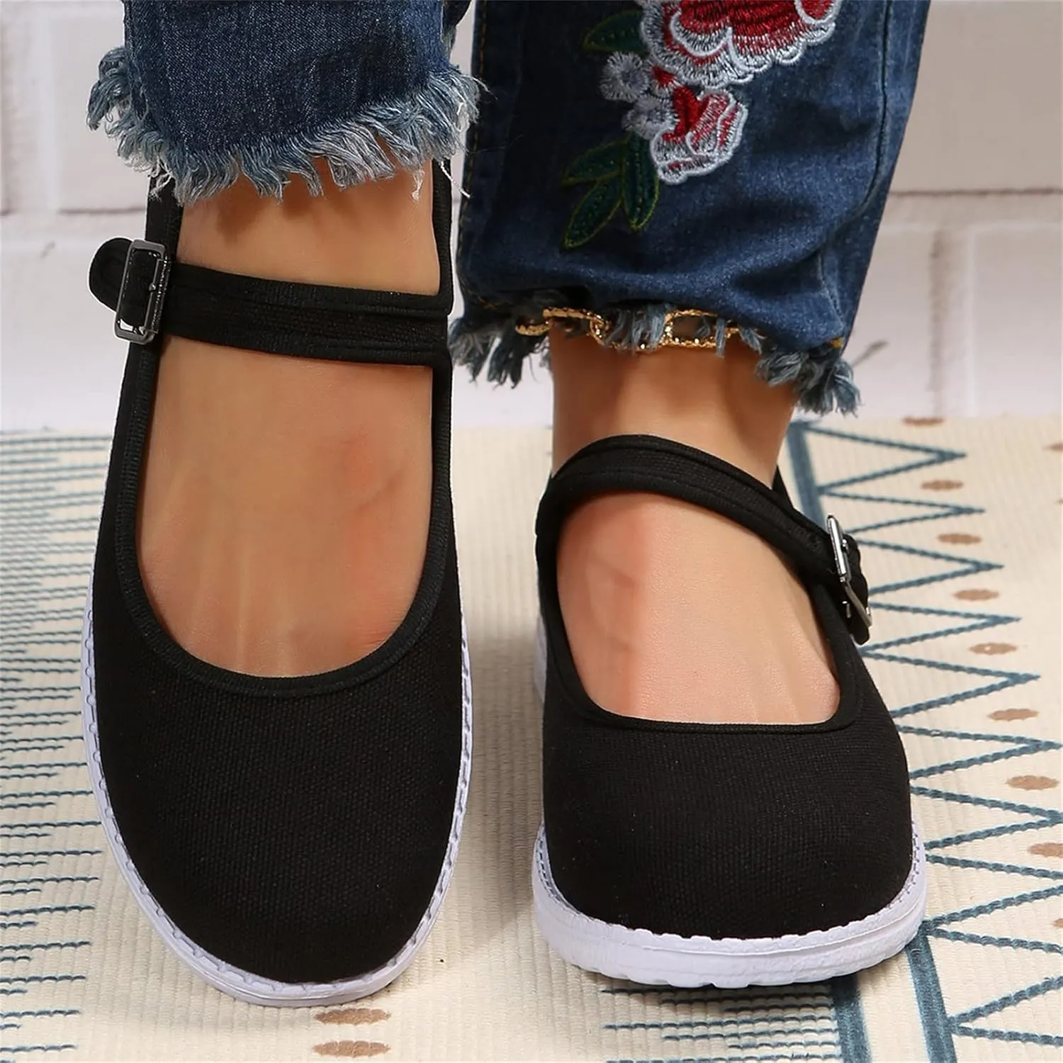 Ladies Summer Fashion Flat Bottom Solid Colour Leisure Out Travel Non Slip Soft Comfortable Basketball Casual Shoes (Black, 6.5)