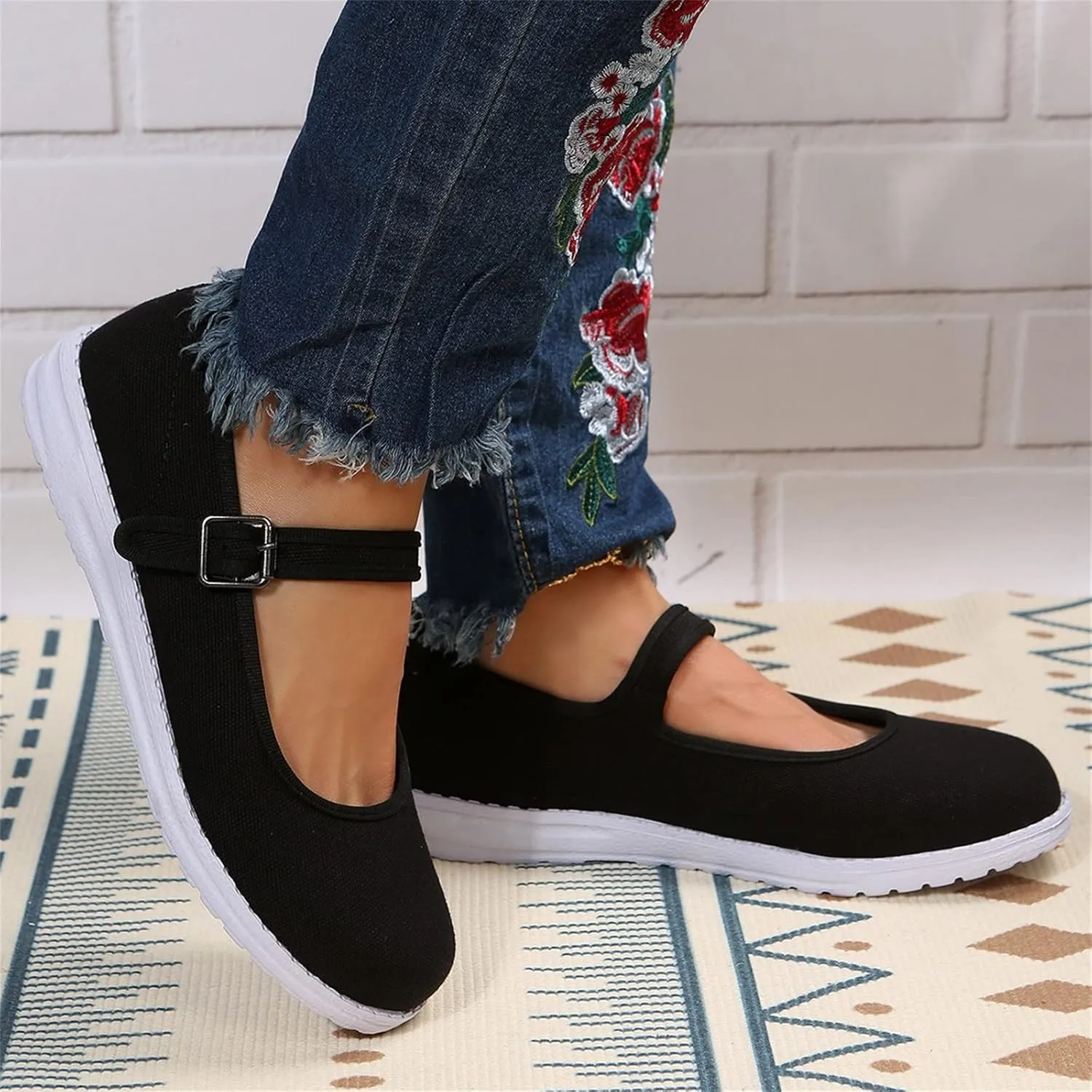 Ladies Summer Fashion Flat Bottom Solid Colour Leisure Out Travel Non Slip Soft Comfortable Basketball Casual Shoes (Black, 6.5)