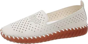 Ladies Summer Fashion Hollow Solid Colour Hand Stitched Oxblood Bottom Soft Bottom Women's Wedges Casual Shoes (Beige, 8.5)