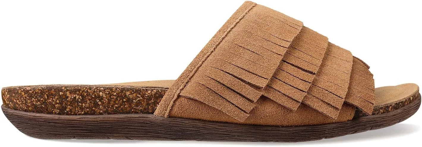 Lamo Women's Clea Slides Sandals – Lightweight Rubber and Cork Outsole, Breathable Textile and Suede Upper, All-Day Comfort and Style – Women's Slip-On Slides for women