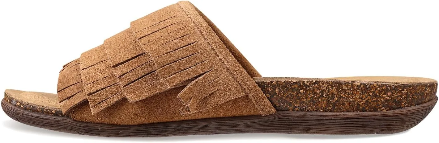Lamo Women's Clea Slides Sandals – Lightweight Rubber and Cork Outsole, Breathable Textile and Suede Upper, All-Day Comfort and Style – Women's Slip-On Slides for women