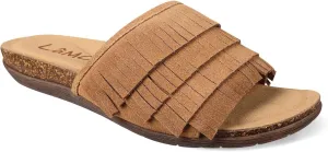 Lamo Women's Clea Slides Sandals – Lightweight Rubber and Cork Outsole, Breathable Textile and Suede Upper, All-Day Comfort and Style – Women's Slip-On Slides for women
