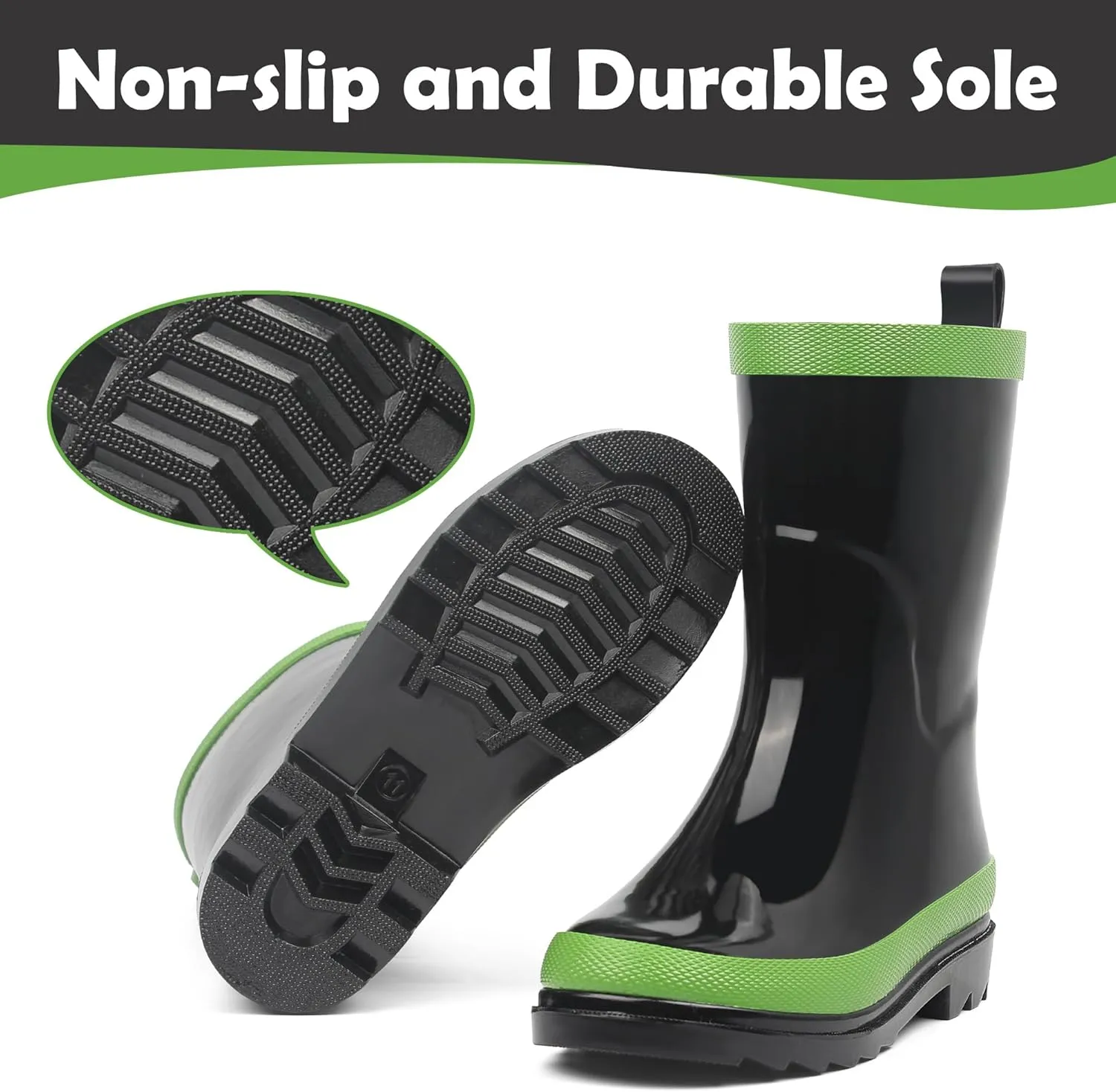 landchief Kids Rain Boots Premium Collection, Waterproof Natural Rubber Boots for Toddlers and Kids