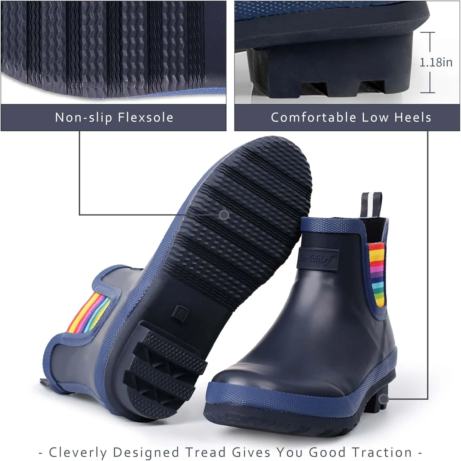 landchief Rain Boots for Women, Waterproof Ladies Tall Knee High Rubber boots,Comfort Garden Boots Anti-Slip Mid Heel Women Rain Shoes Outdoor