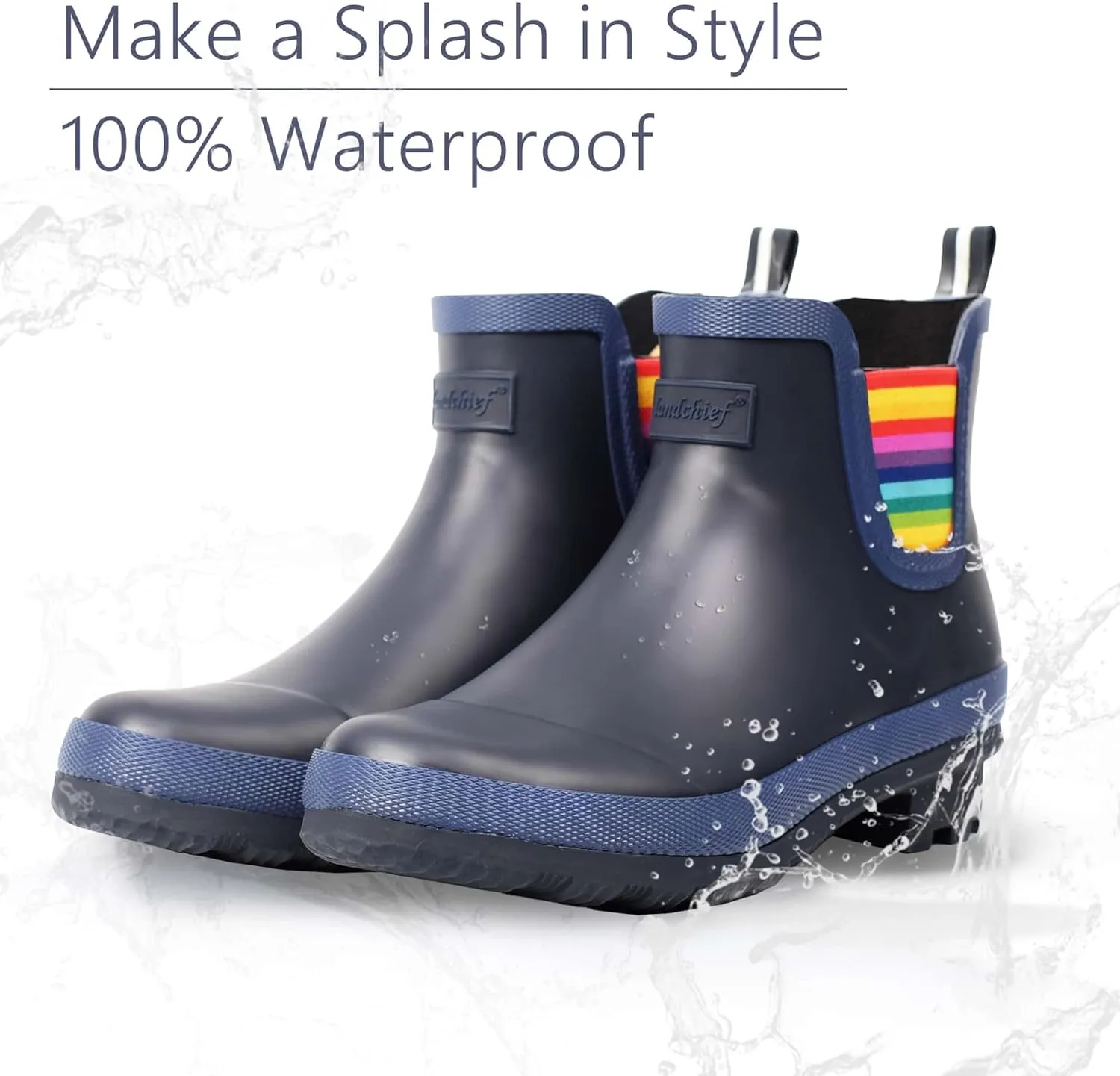 landchief Rain Boots for Women, Waterproof Ladies Tall Knee High Rubber boots,Comfort Garden Boots Anti-Slip Mid Heel Women Rain Shoes Outdoor