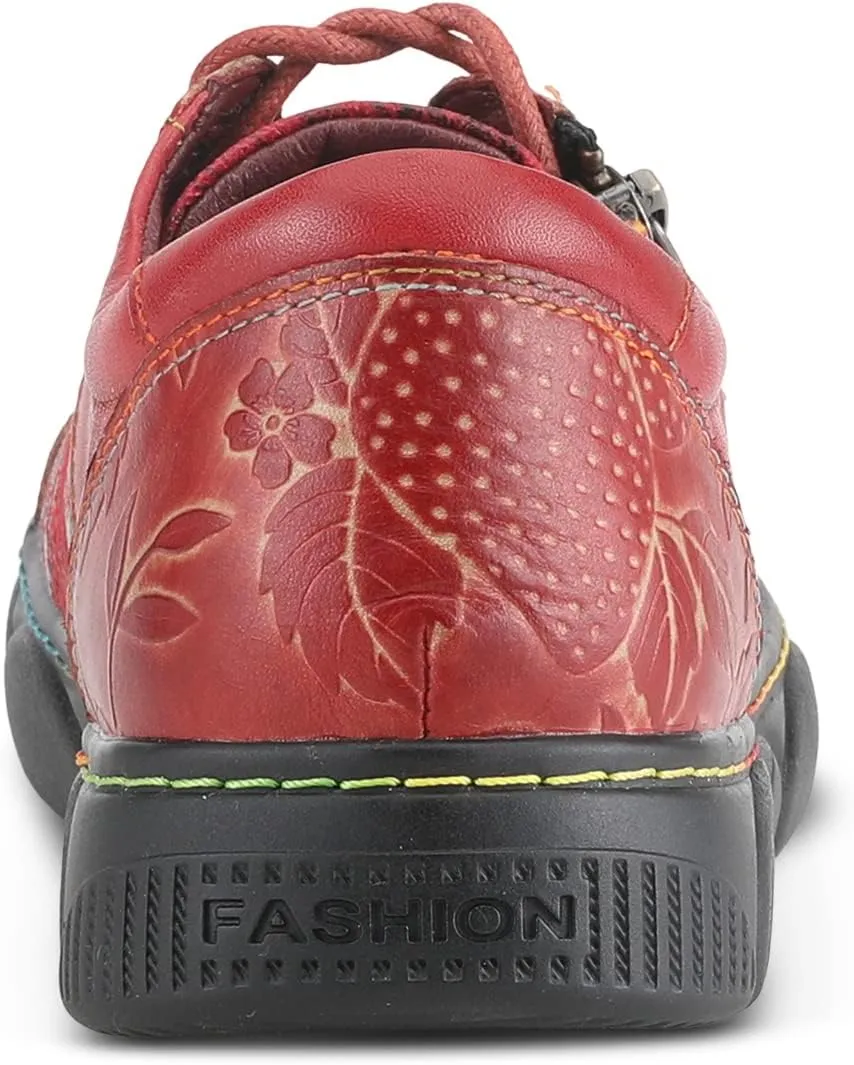 L'Artiste by Spring Step Women's Danli-Bloom Sneaker – Hand-Painted Leather Platform Shoes with Zipper & Lace-Up Closure, Removable Insole, Rainbow Stitching, Comfort Fit Black Multi EU 42/10.5-11