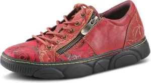L'Artiste by Spring Step Women's Danli-Bloom Sneaker – Hand-Painted Leather Platform Shoes with Zipper & Lace-Up Closure, Removable Insole, Rainbow Stitching, Comfort Fit Black Multi EU 42/10.5-11