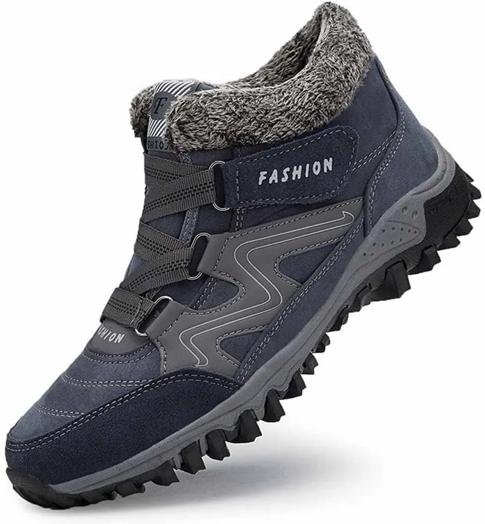 LAVAEGG Women's Winter Thermal Snowy Villi Leather Ankle Boots Fashion high top Boots Outdoor Walking Shoes Non-Slip Hiking Shoes