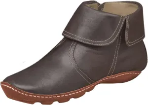 Leather Ankle Boots for Women Flat Heel Round Toe Booties Side Zip Vintage Boots Low Heel Arch Support Booties