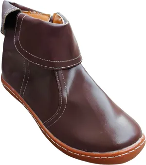 Leather Ankle Boots for Women Flat Heel Round Toe Booties Side Zip Vintage Boots Low Heel Arch Support Booties