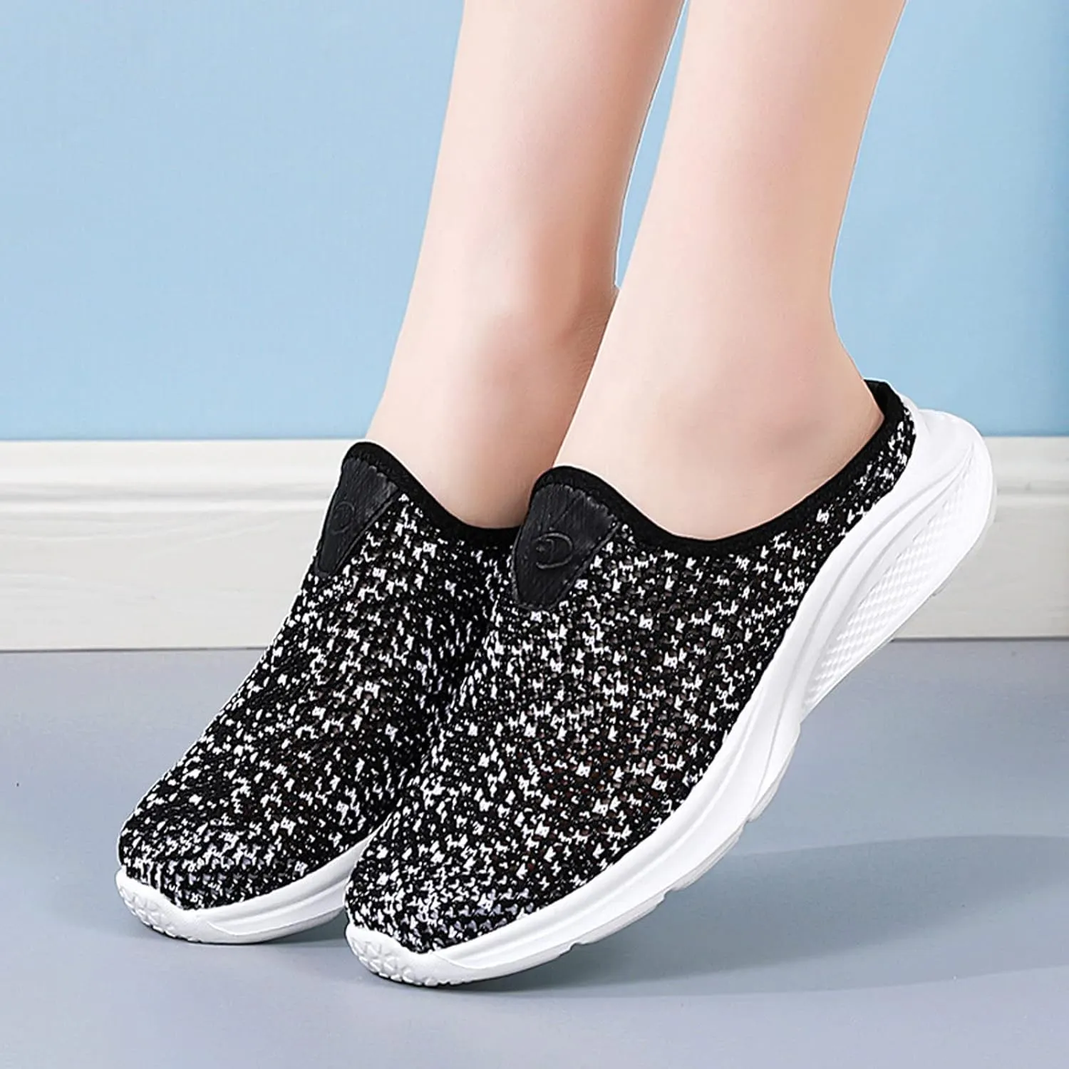 Leisure Women's Slip On Travel Soft Sole Comfortable Shoes Womens Casual Slip on Shoes to Wear with Casual Dresses (Black, 7.5)