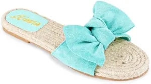 Liliana Women's Fashionable Espadrille Slider with Single Bow Detail Slip-On Sandal - Summer Comfortable Flat Casual Beach Footwear, AILEEN-3