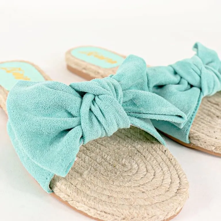 Liliana Women's Fashionable Espadrille Slider with Single Bow Detail Slip-On Sandal - Summer Comfortable Flat Casual Beach Footwear, AILEEN-3