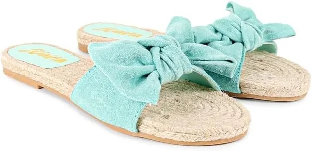 Liliana Women's Fashionable Espadrille Slider with Single Bow Detail Slip-On Sandal - Summer Comfortable Flat Casual Beach Footwear, AILEEN-3