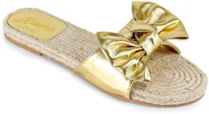 Liliana Women's Fashionable Espadrille Slider with Single Bow Detail Slip-On Sandal - Summer Comfortable Flat Casual Beach Footwear, AILEEN-3