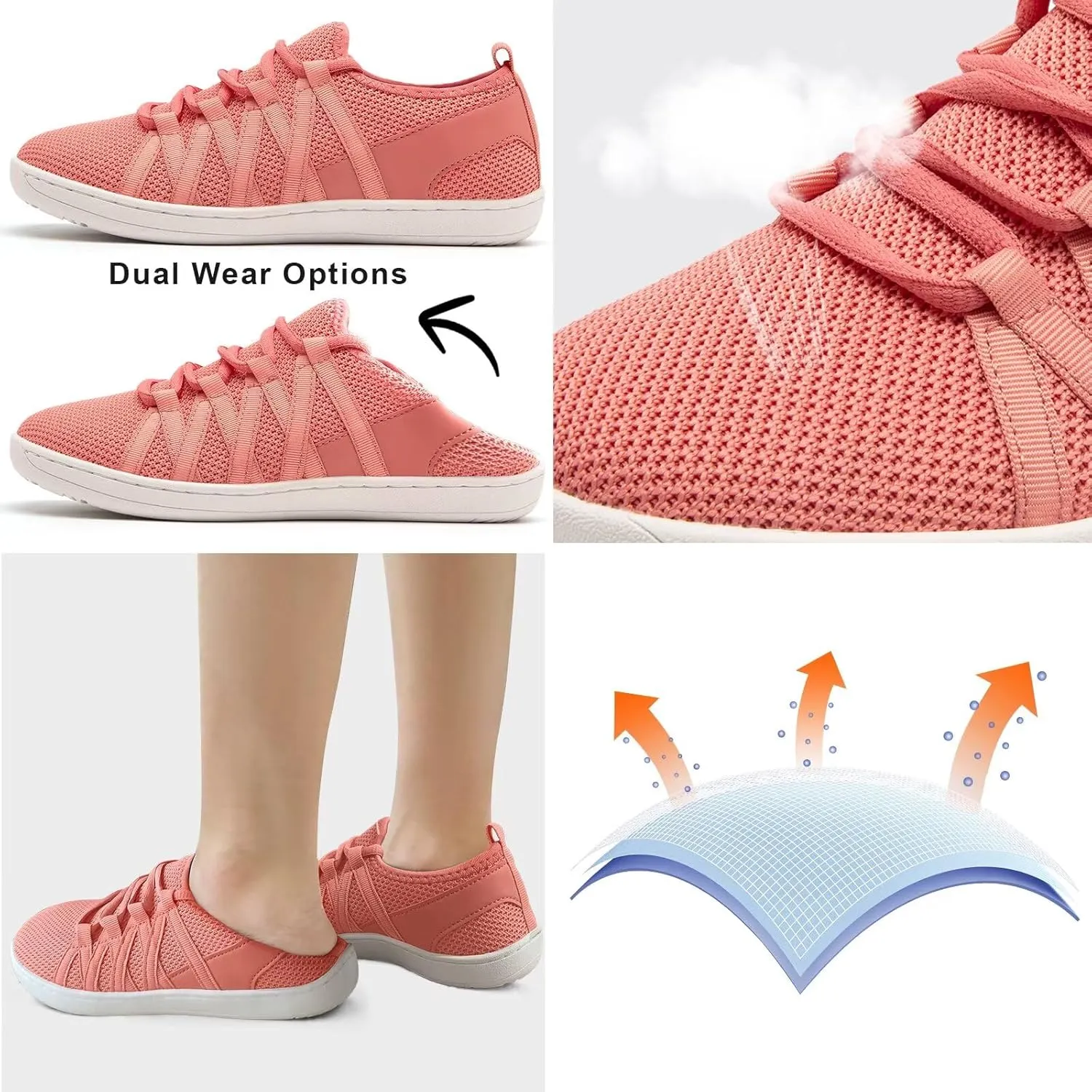 Linenghs Barefoot Shoes Women Minimalist Wide Toe Box Walking Shoes Zero Drop Sole Width Fashion Sneaker Trail Runner