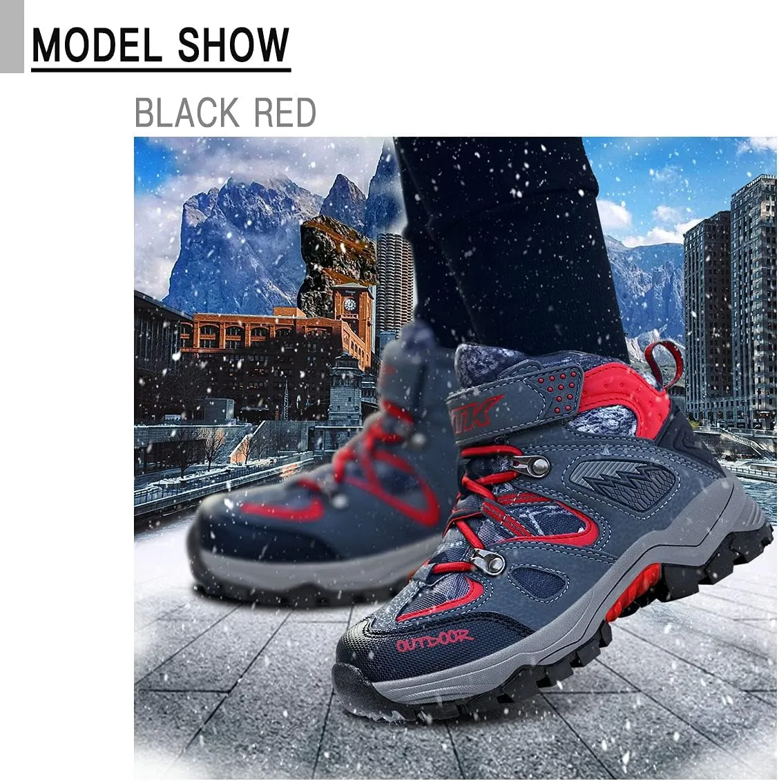 Littleplum Boys Snow Boots Winter Waterproof Antiskid Boots Hiking Outdoor Shoes Booties for Unisex Kids (Little Kid/Big Kid)