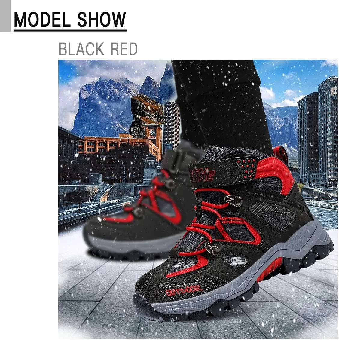 Littleplum Boys Snow Boots Winter Waterproof Antiskid Boots Hiking Outdoor Shoes Booties for Unisex Kids (Little Kid/Big Kid)