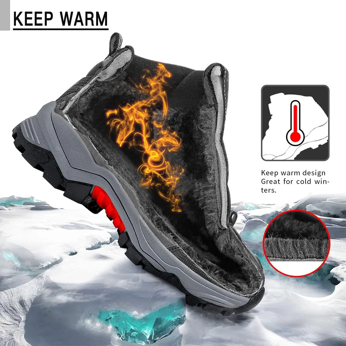 Littleplum Boys Snow Boots Winter Waterproof Antiskid Boots Hiking Outdoor Shoes Booties for Unisex Kids (Little Kid/Big Kid)