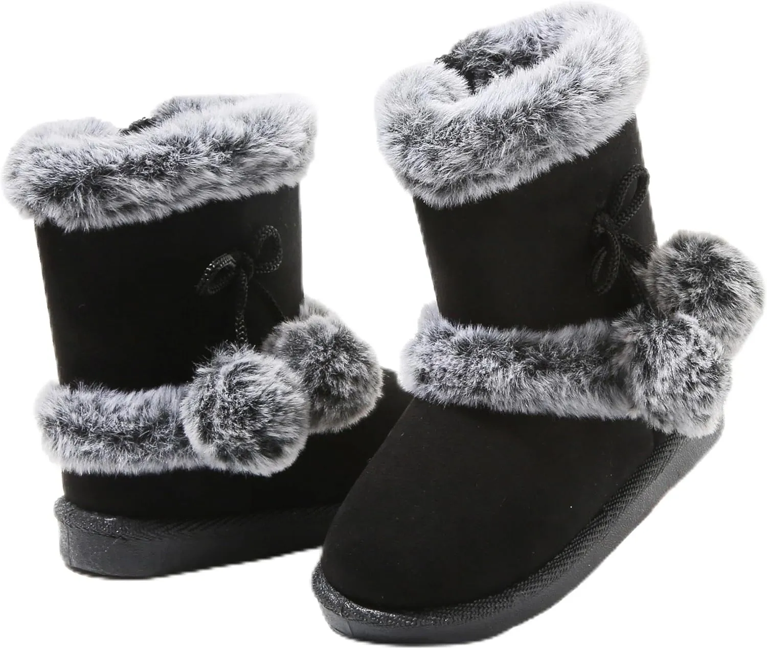 LONSOEN Kids Girls Boys Winter Warm Boots Suede Lightweight Faux Fur Lined Mid Calf Snow Boots for Toddler/Little Kid