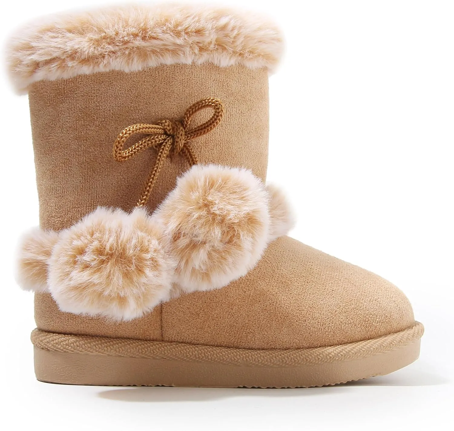 LONSOEN Kids Girls Boys Winter Warm Boots Suede Lightweight Faux Fur Lined Mid Calf Snow Boots for Toddler/Little Kid