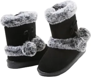 LONSOEN Kids Girls Boys Winter Warm Boots Suede Lightweight Faux Fur Lined Mid Calf Snow Boots for Toddler/Little Kid
