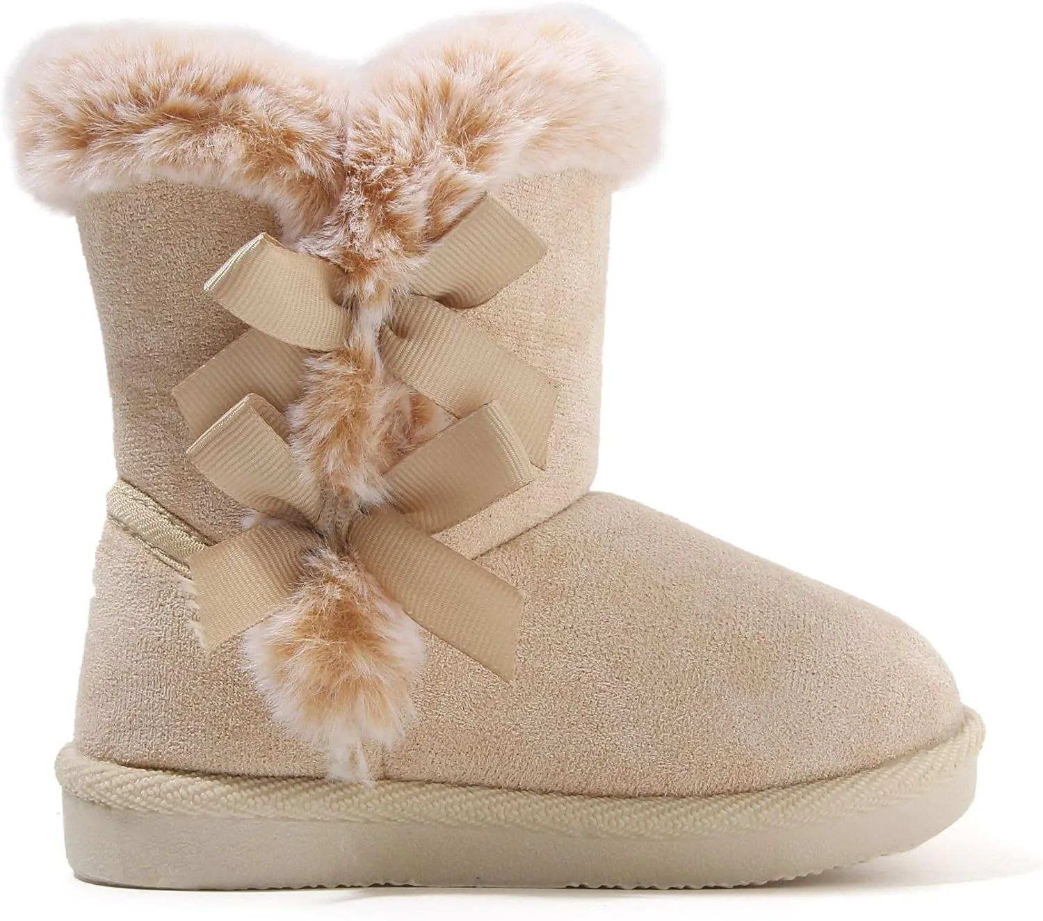 LONSOEN Kids Girls Boys Winter Warm Boots Suede Lightweight Faux Fur Lined Mid Calf Snow Boots for Toddler/Little Kid