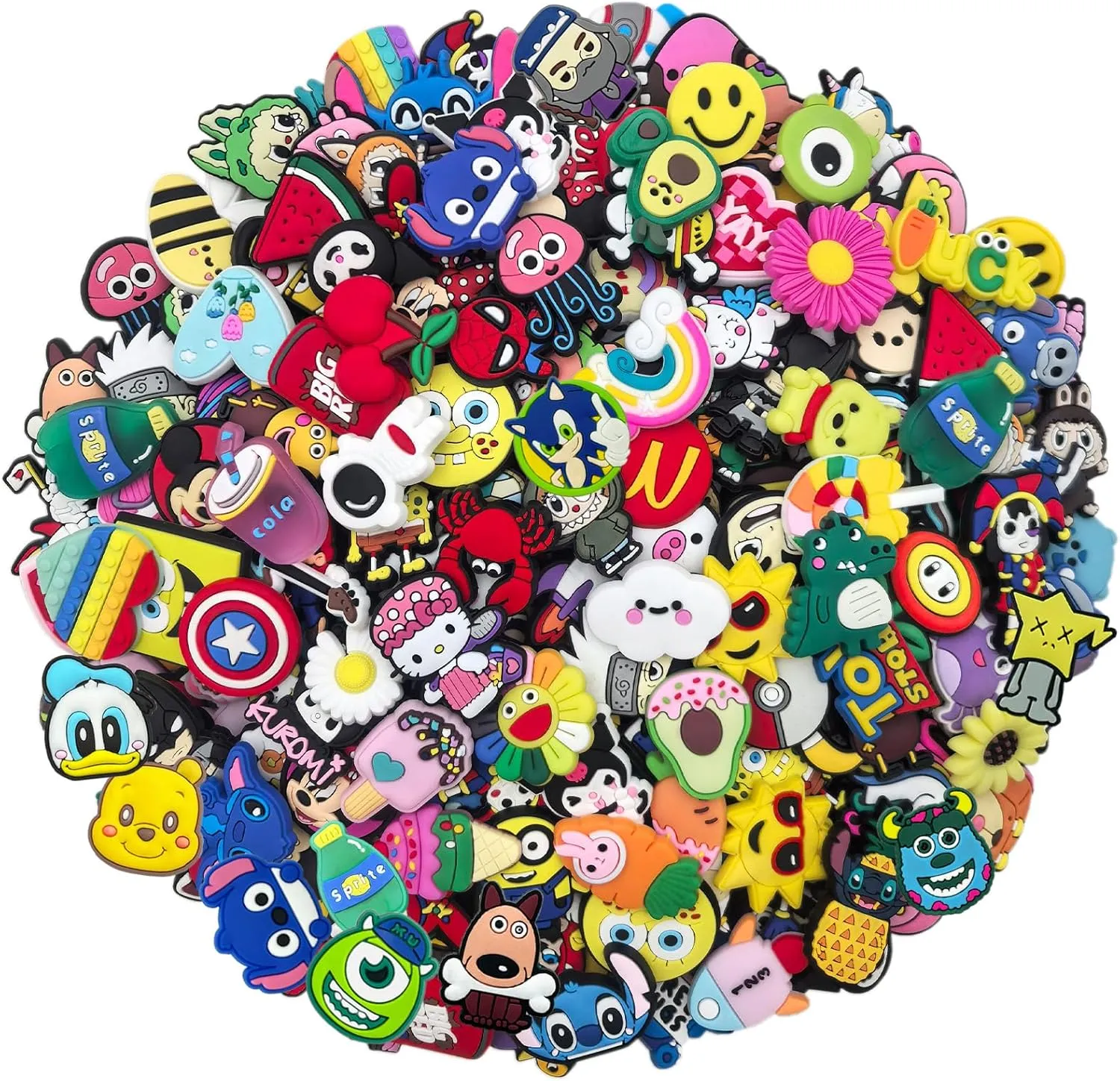 Lot of 30,50,100 Random Bulk Shoe Decorations and pins, Cute and Cool for DIY Accessories for Shoes, Sandals, and More