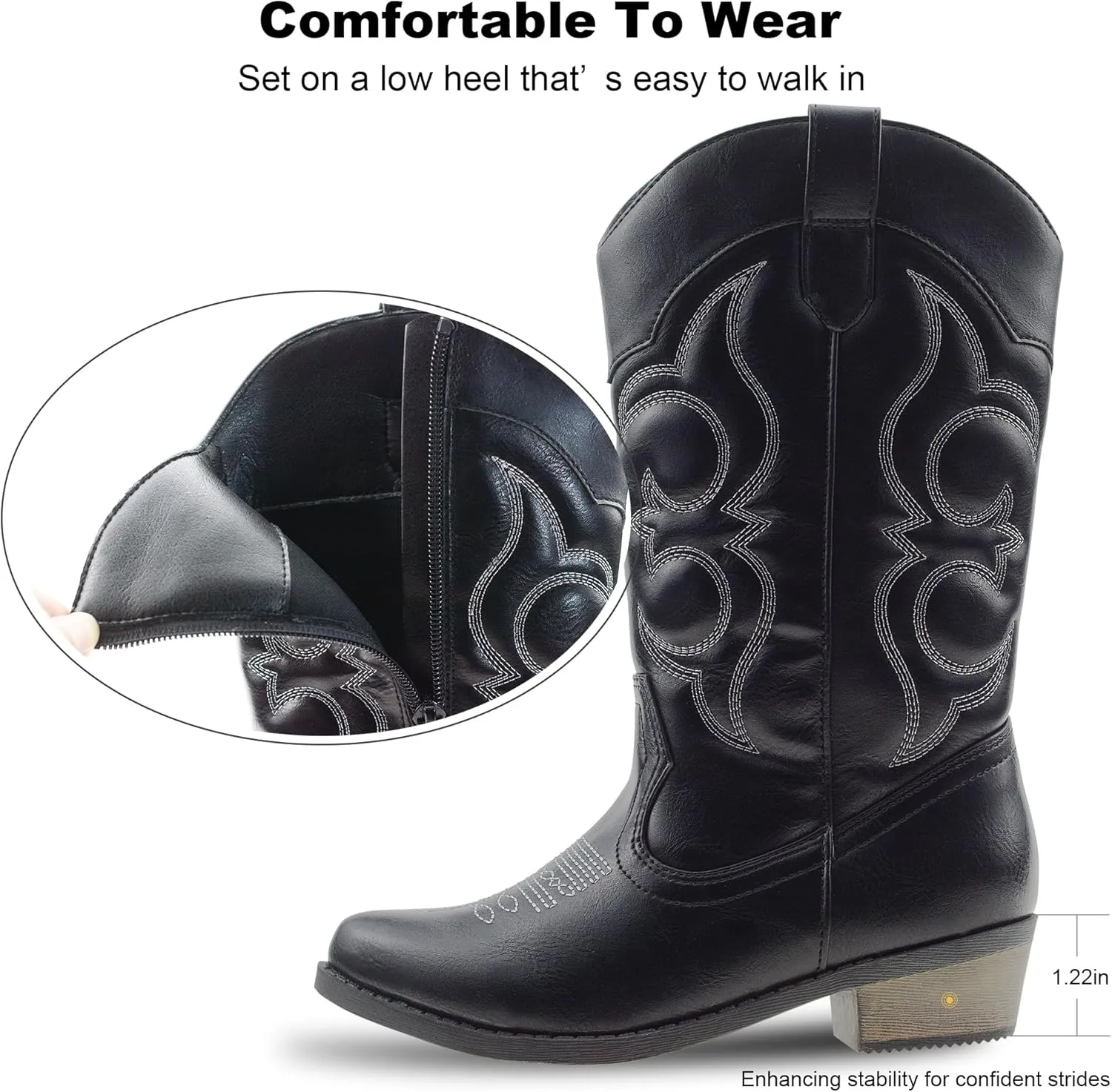 LseLom Girls Cowboy Boots Cowgirl Fashion Ankle Western Boots Boys Boots with Walking Heel Little Kid Big Kid