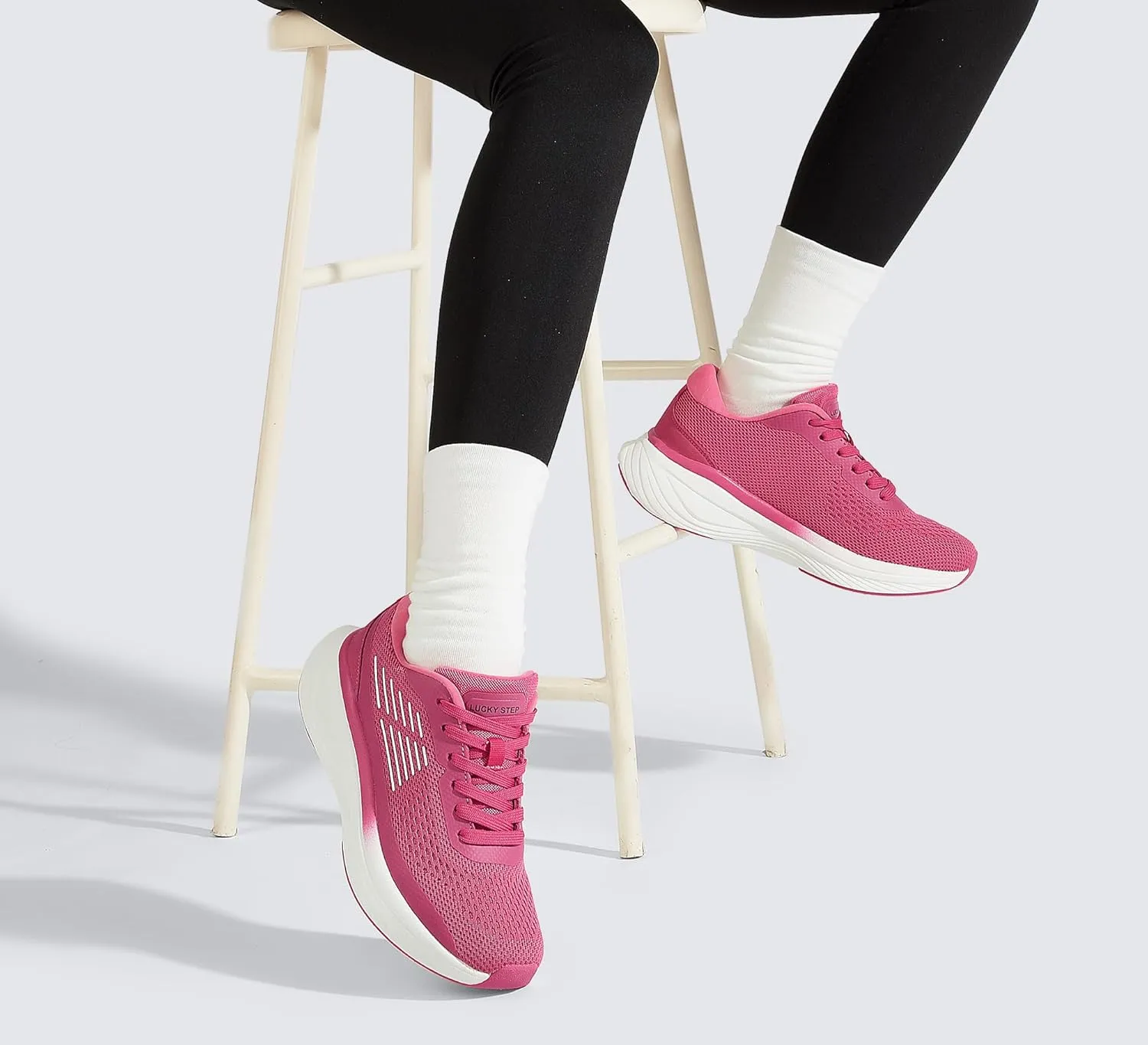 LUCKY STEP Women Running Shoes Chunky Tennis Workout Athletic Sports Gym Sneakers Cross Training Hiking Breathable Non Slip Walking Shoes