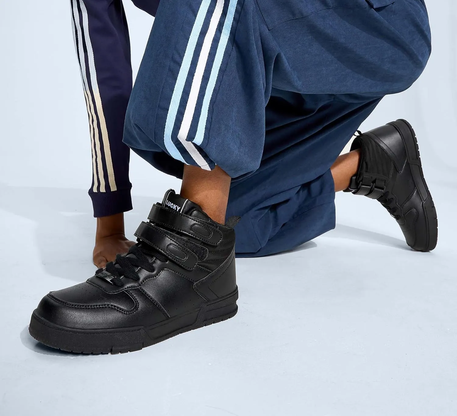 LUCKY STEP Women's High Top Fashion Sneakers Basketball Ankle Boots Walking Tennis Shoes Platform Hook and Loop Casual Faux Leather Sneaker