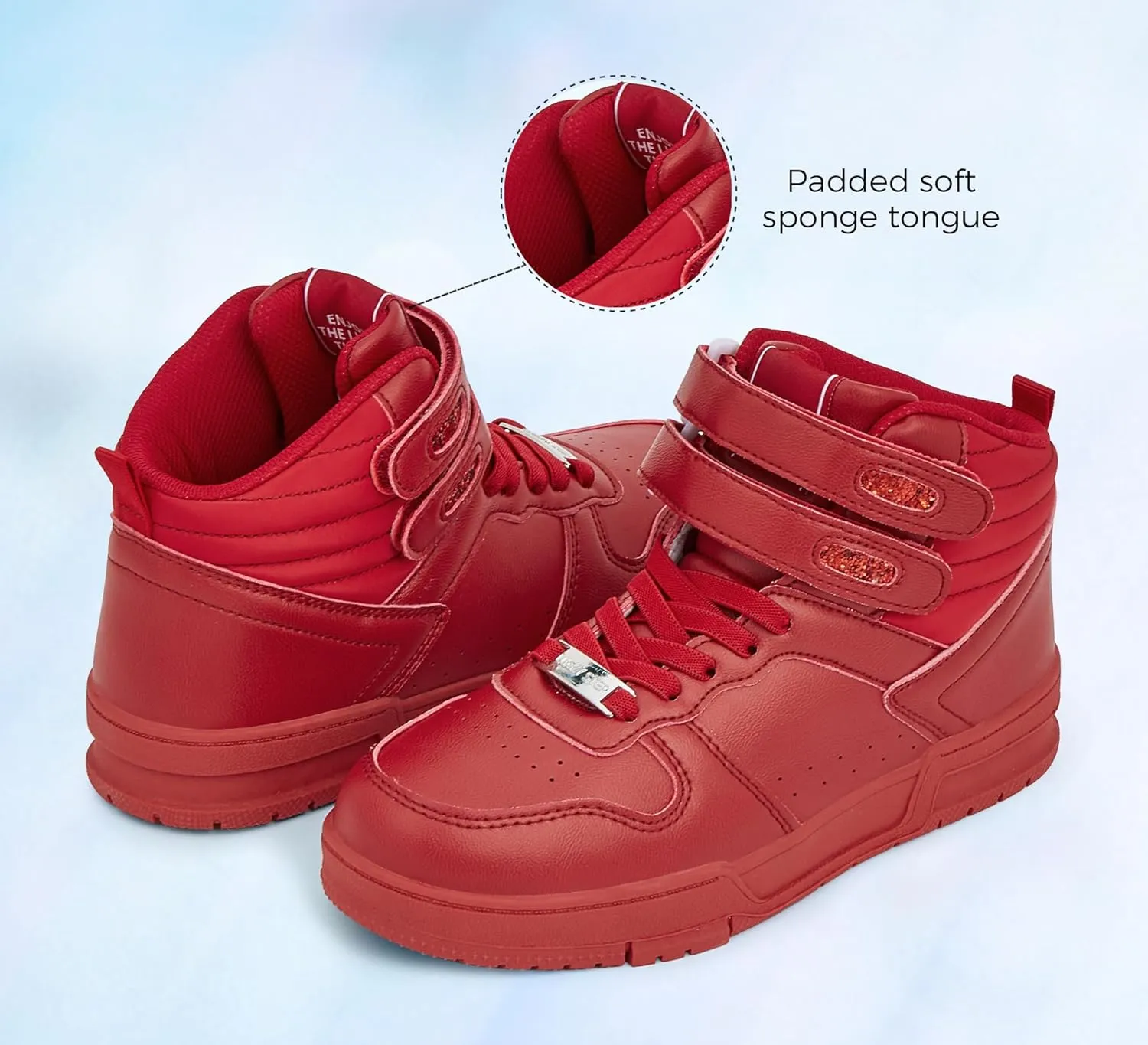 LUCKY STEP Women's High Top Fashion Sneakers Basketball Ankle Boots Walking Tennis Shoes Platform Hook and Loop Casual Faux Leather Sneaker