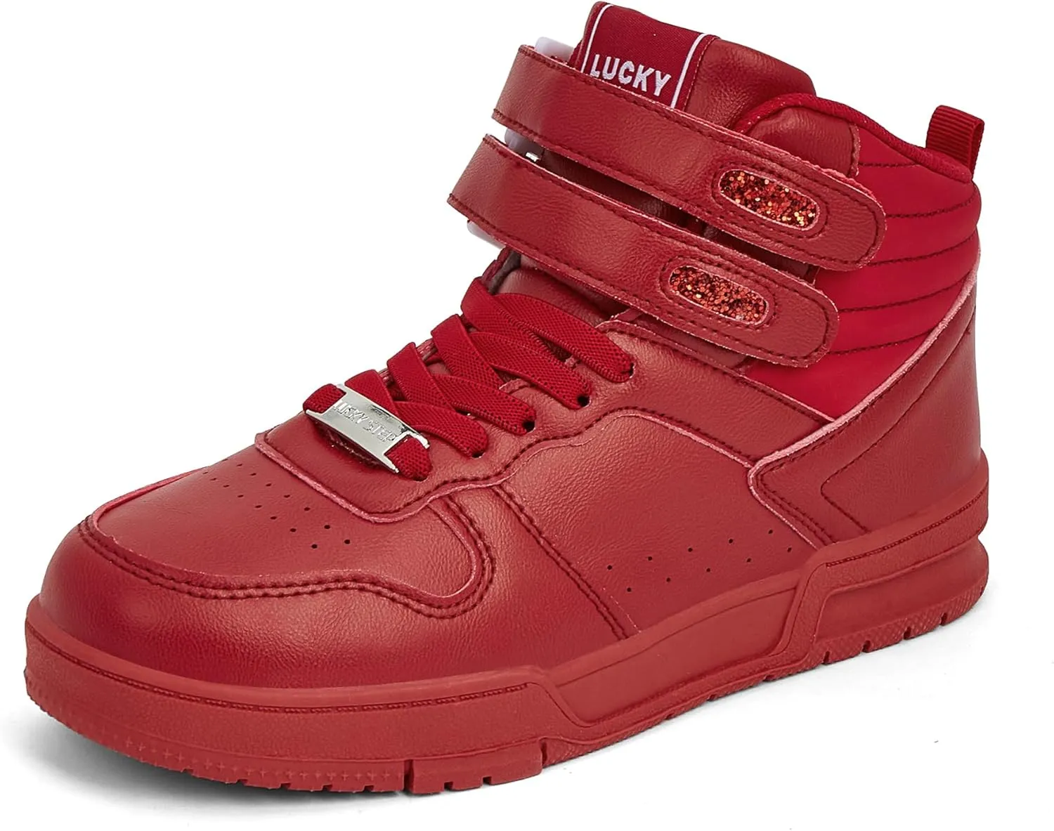 LUCKY STEP Women's High Top Fashion Sneakers Basketball Ankle Boots Walking Tennis Shoes Platform Hook and Loop Casual Faux Leather Sneaker