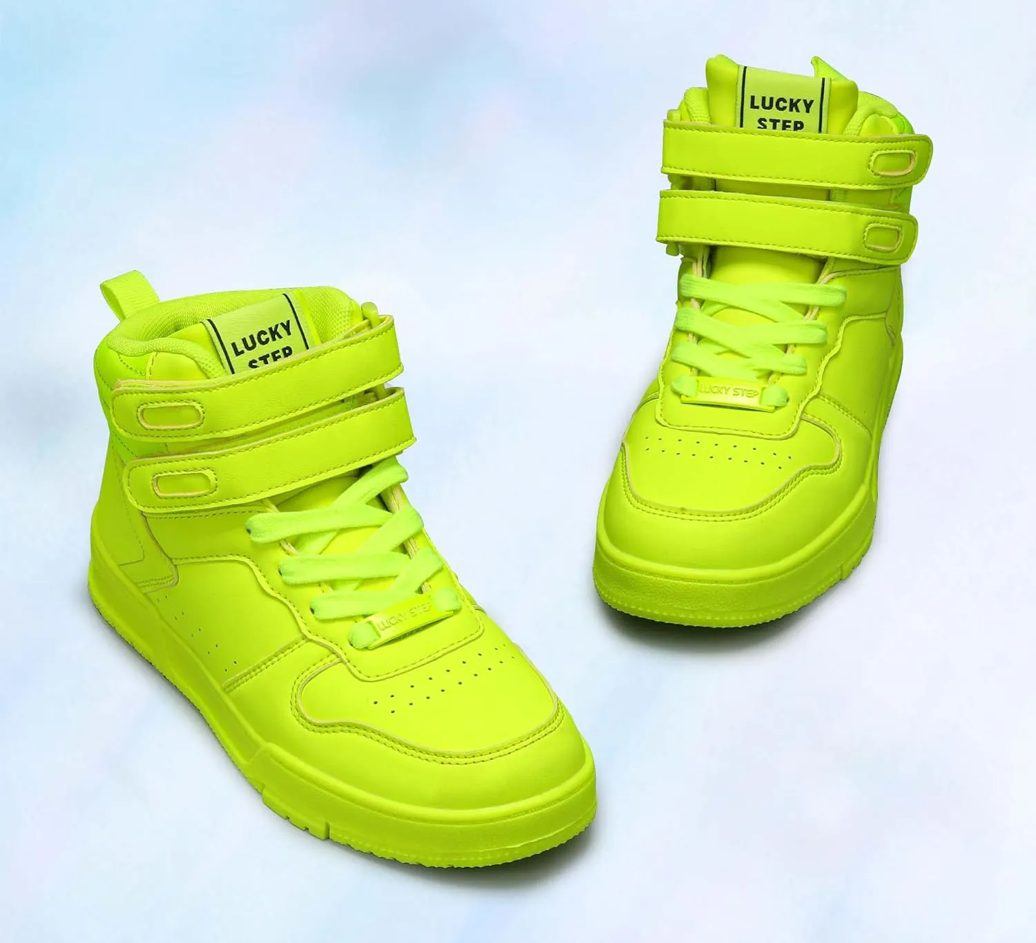 LUCKY STEP Women's High Top Fashion Sneakers Basketball Ankle Boots Walking Tennis Shoes Platform Hook and Loop Casual Faux Leather Sneaker