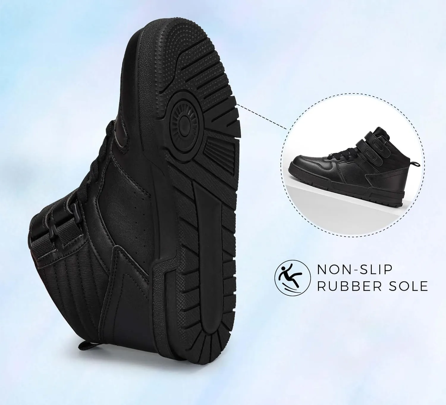 LUCKY STEP Women's High Top Fashion Sneakers Basketball Ankle Boots Walking Tennis Shoes Platform Hook and Loop Casual Faux Leather Sneaker
