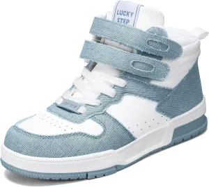 LUCKY STEP Women's High Top Fashion Sneakers Basketball Ankle Boots Walking Tennis Shoes Platform Hook and Loop Casual Faux Leather Sneaker