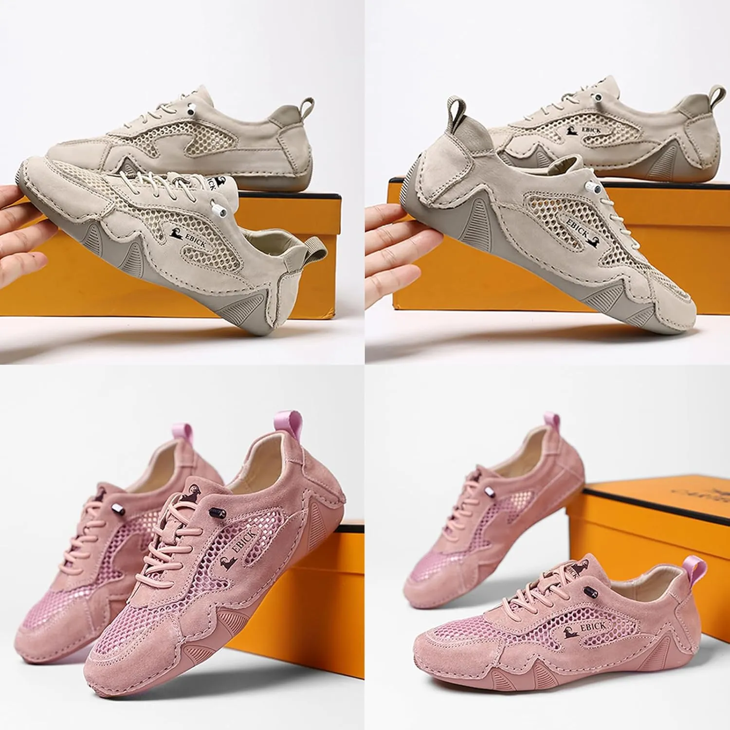 Lymphvity Classic ltalian Handmade Suede Sneakers for Womens,Outdoor Non Slip Low Top Breathable Chukka Boots Sports Beck Walking Casual Shoes