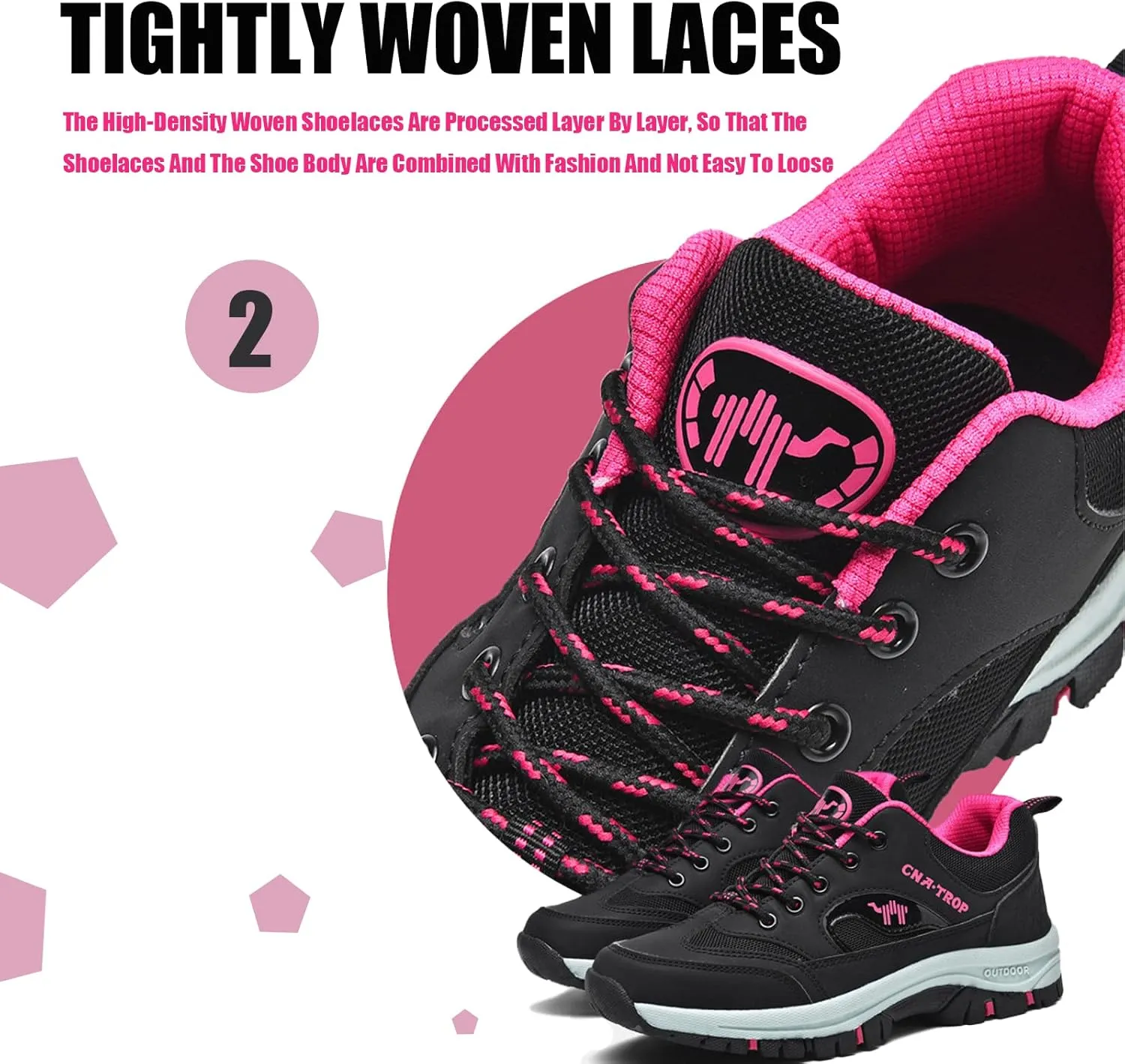 Lymphvity Women's Outdoor Hiking Orthopedic Shoes,Low Breathable Lightweight Lace Up Non Slip Sneakers Trail Trekking Shoes